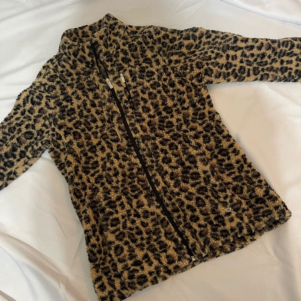 Calvin Klein S cheetah zip up hoodie